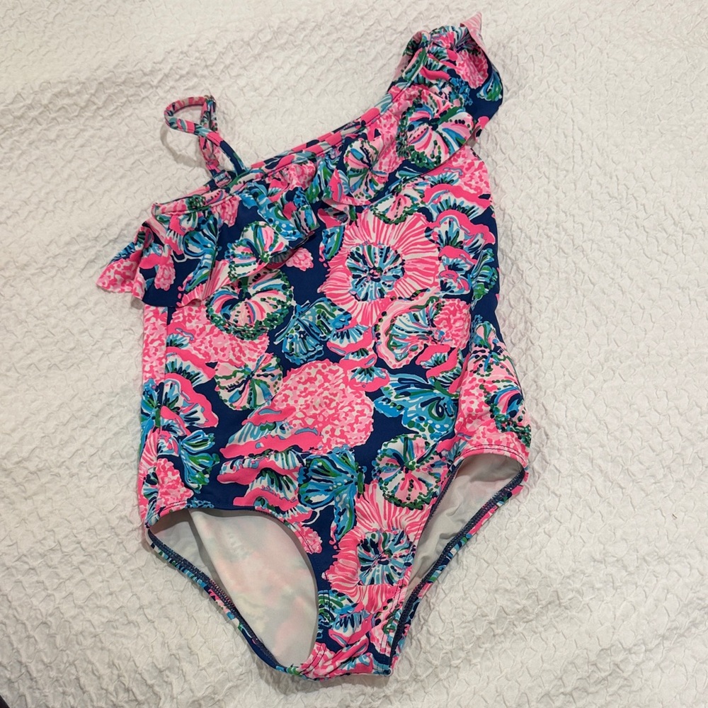Lilly Pulitzer Pink and Blue girls size 5 One Piece Swimsuit